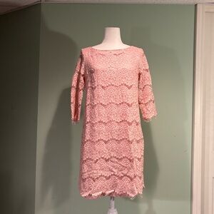 Jessica Howard Blush Pink Lace Shift Dress size 12
